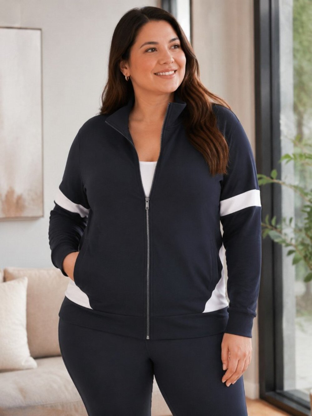 SPANX AirEssentials Striped Track Jacket Sz 1X New NWoT Black